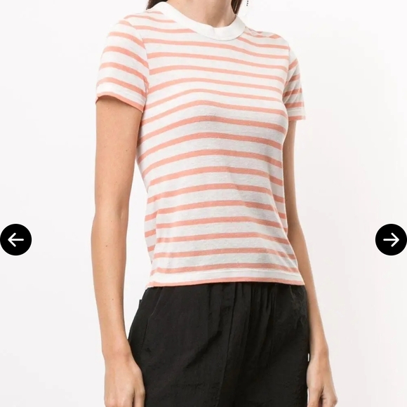 Alexander Wang Coral and White Striped Tee - Picture 1 of 8